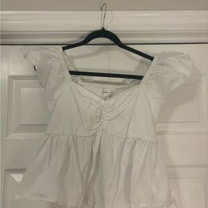 J. Jill White Ruched Blouse